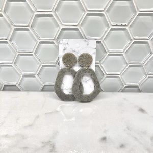 Handcrafted Granite Gold Leaf Dangle Earrings